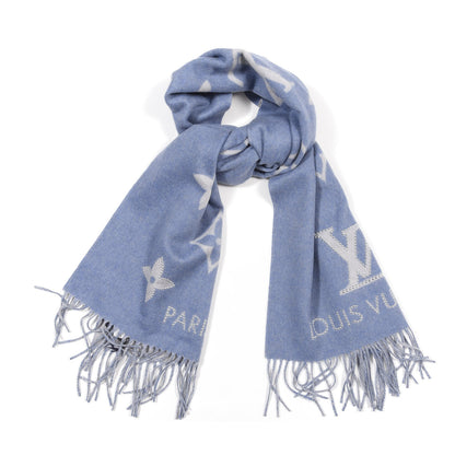 Louis Vuitton Cashmere Monogram Studdy Reykjavik Scarf Denim 2 of 3