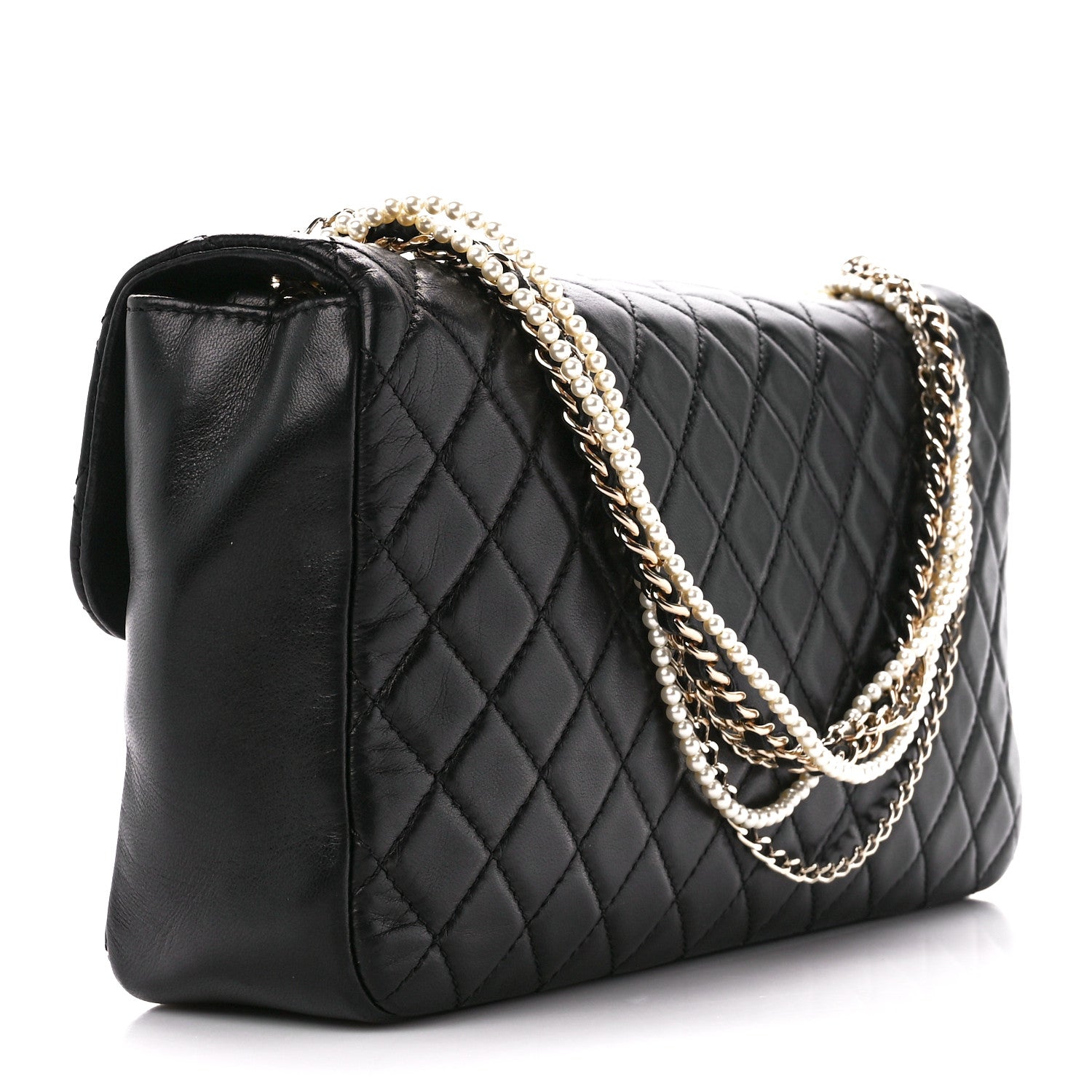 Chanel Lambskin Quilted Medium Westminster Pearl Flap Black 3 of 11
