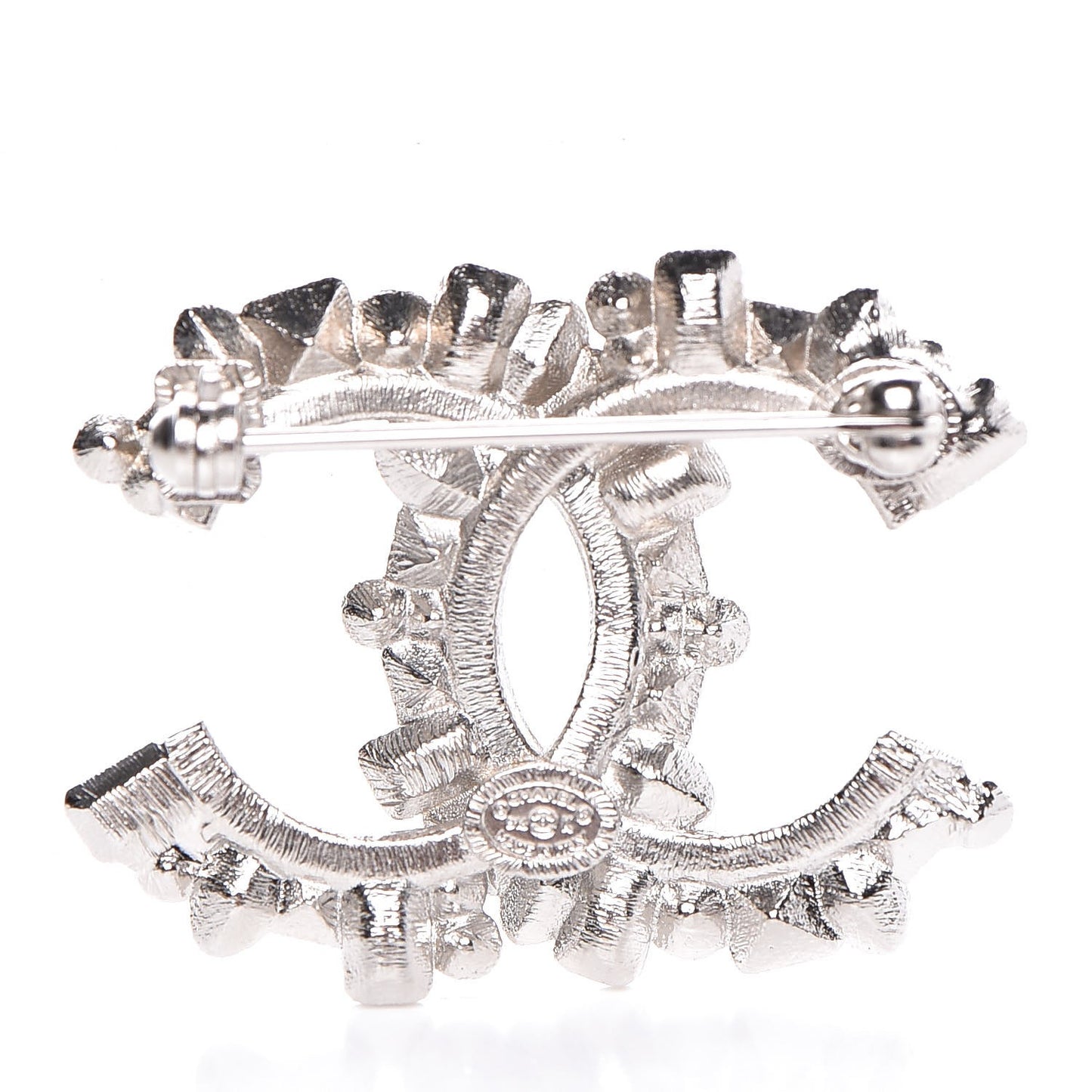 Baguette Crystal CC Brooch Black Silver