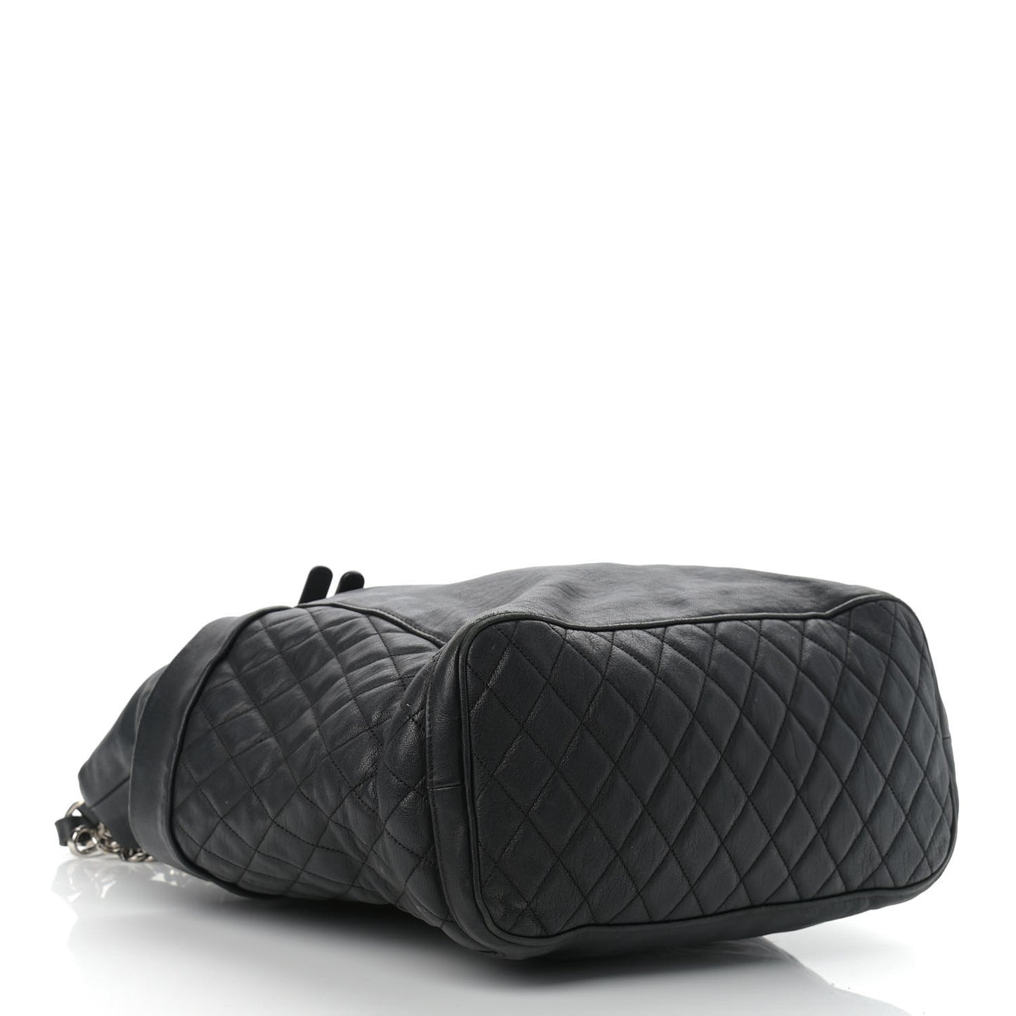 Lambskin Chain Embellished Blare Tote Black