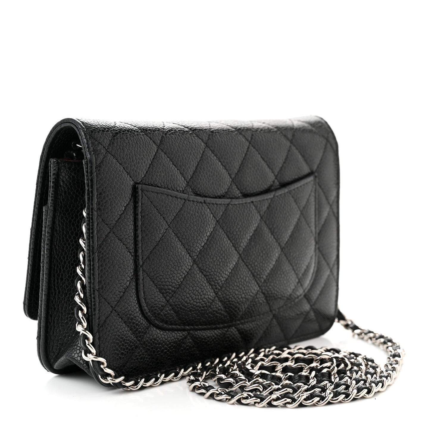 Caviar Quilted Wallet on Chain WOC Black