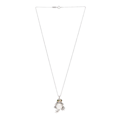 Tiffany Platinum 18K White Yellow Gold Pearl Diamond Frog Necklace 3 of 7
