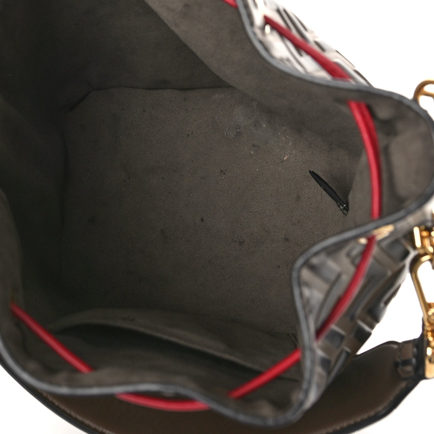 Vitello Grace F is Fendi Bi-Color FF 1974 Embossed Grande Mon Tresor Bucket Bag Maya Black Fragola