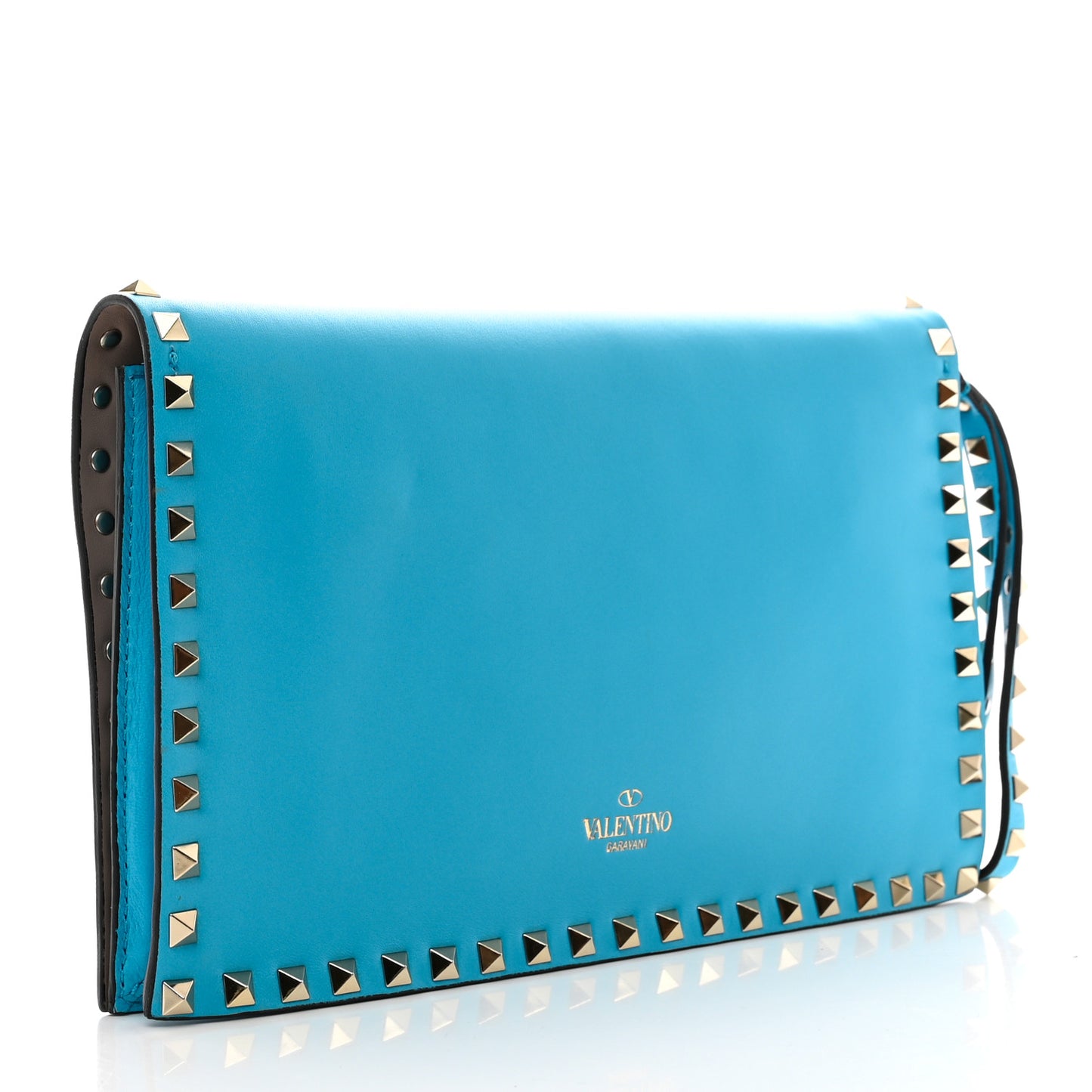 Nappa Rockstud Wristlet Clutch Parrot