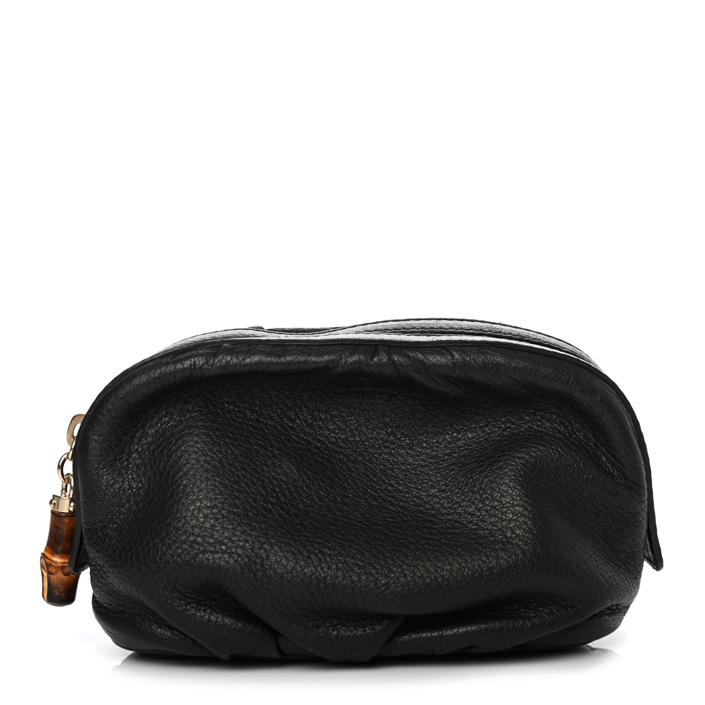 Deerskin Medium Bamboo Cosmetic Case Dark Brown