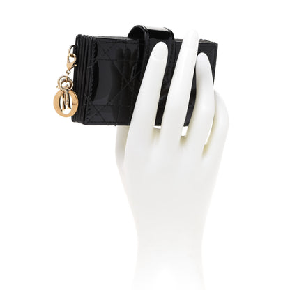 Christian Dior Patent Cannage Lady Dior 5-Gusset Card Holder Black 2 of 7