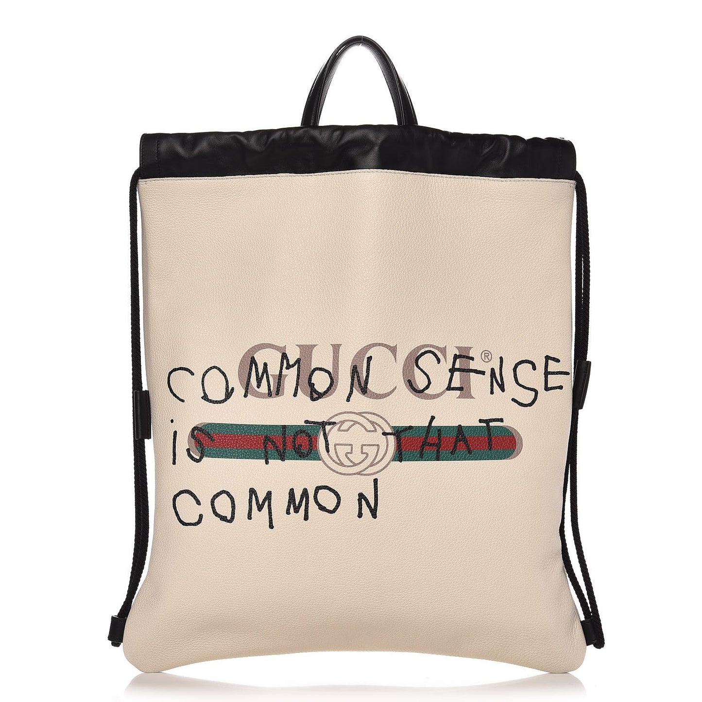 Calfskin Coco Capitan Logo Drawstring Backpack Mystic White