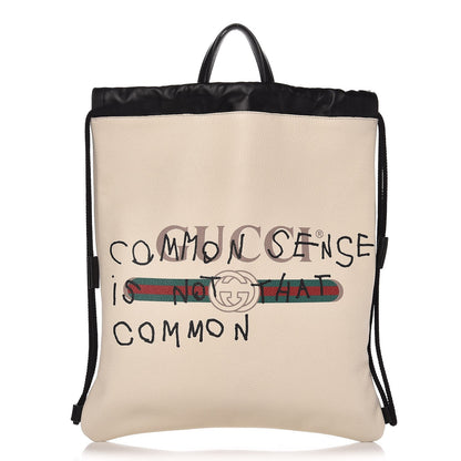 Gucci Calfskin Coco Capitan Logo Drawstring Backpack Mystic White 1 of 8