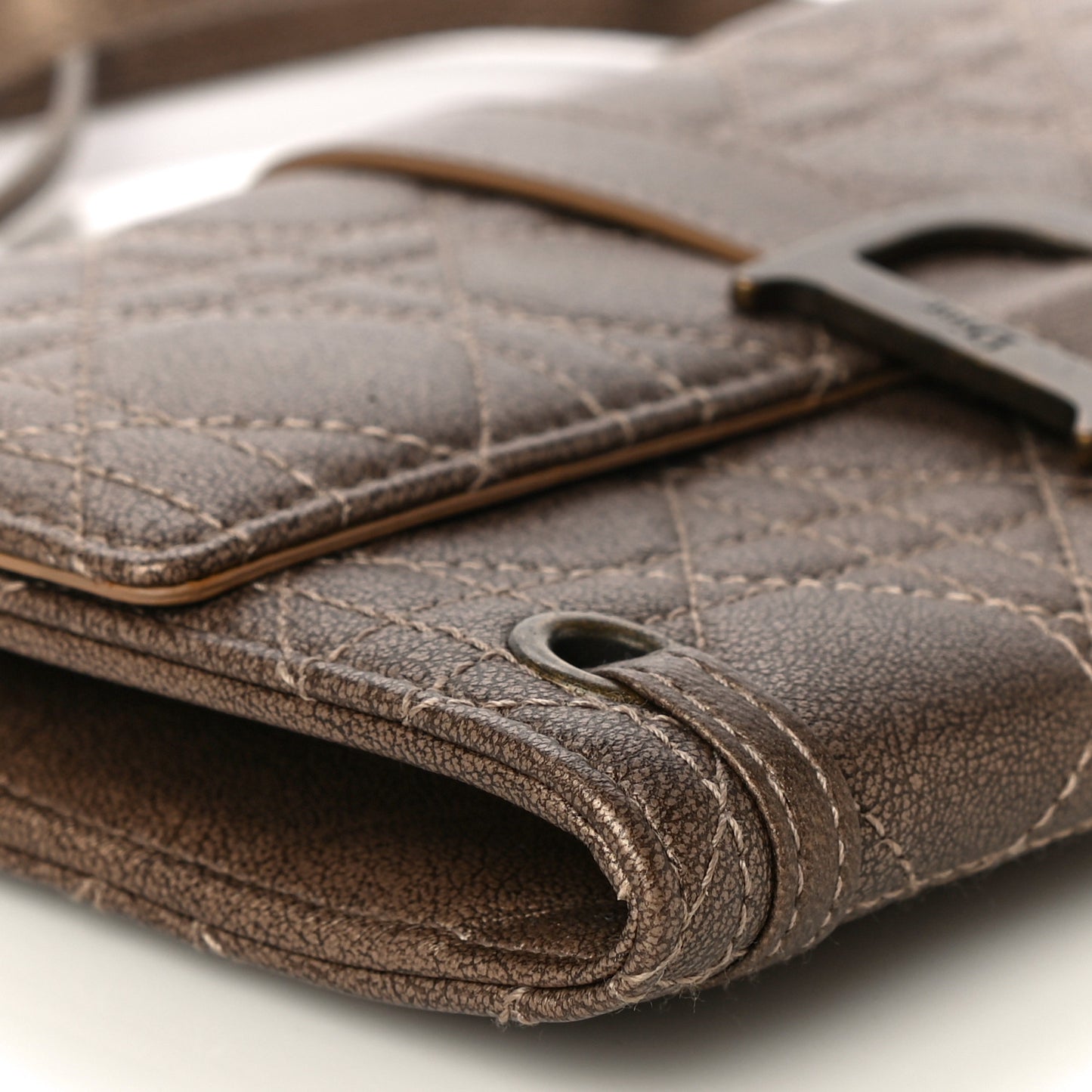 Metallic Grained Calfskin Cannage Crossbody Wallet