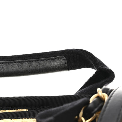 Chanel Straw Raffia Calfskin Chain Medium Deauville Tote Beige Black 13 of 13