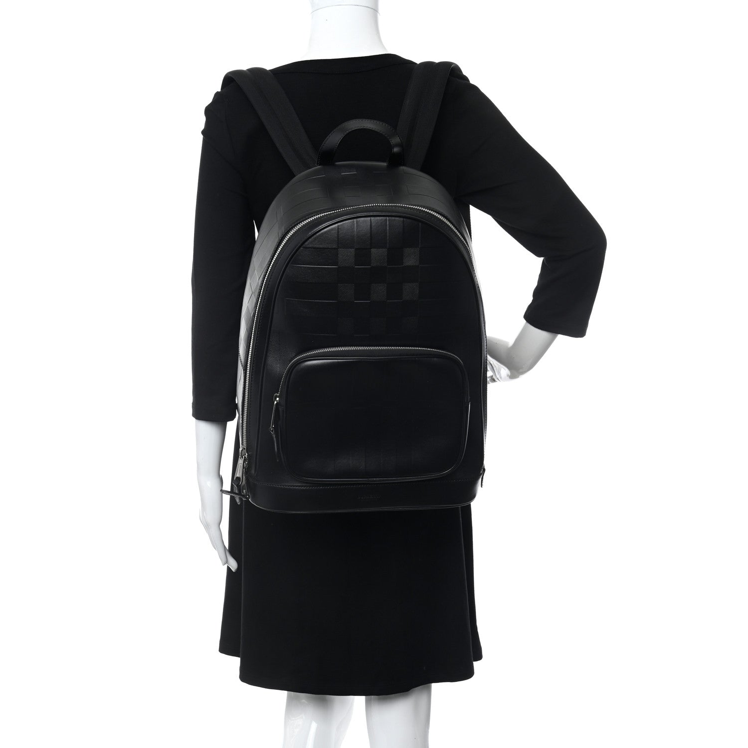 Burberry Embossed London Check Logo Rocco Backpack Charcoal 2 of 10