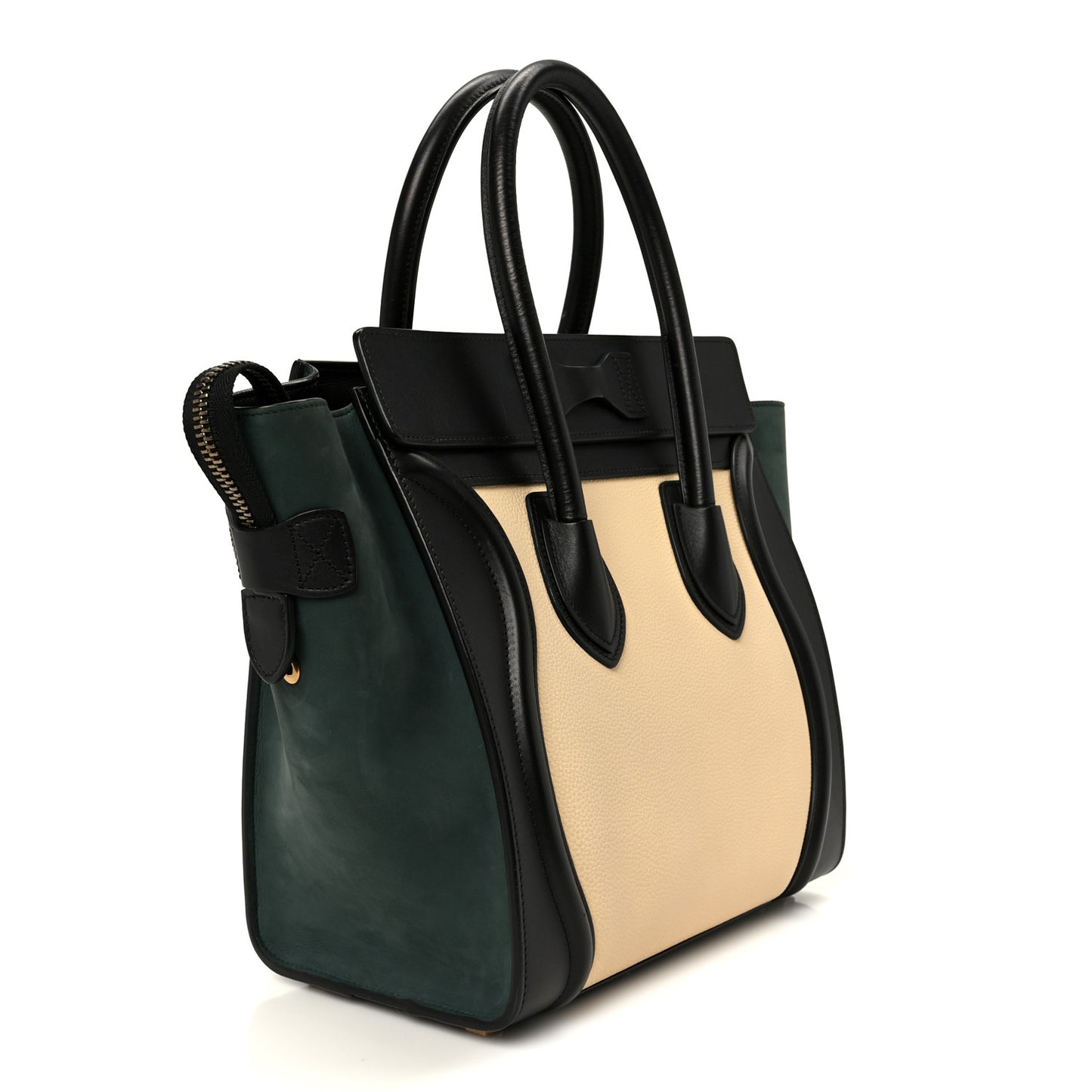Baby Grained Calfskin Nubuck Micro Tri-Color Luggage Teal
