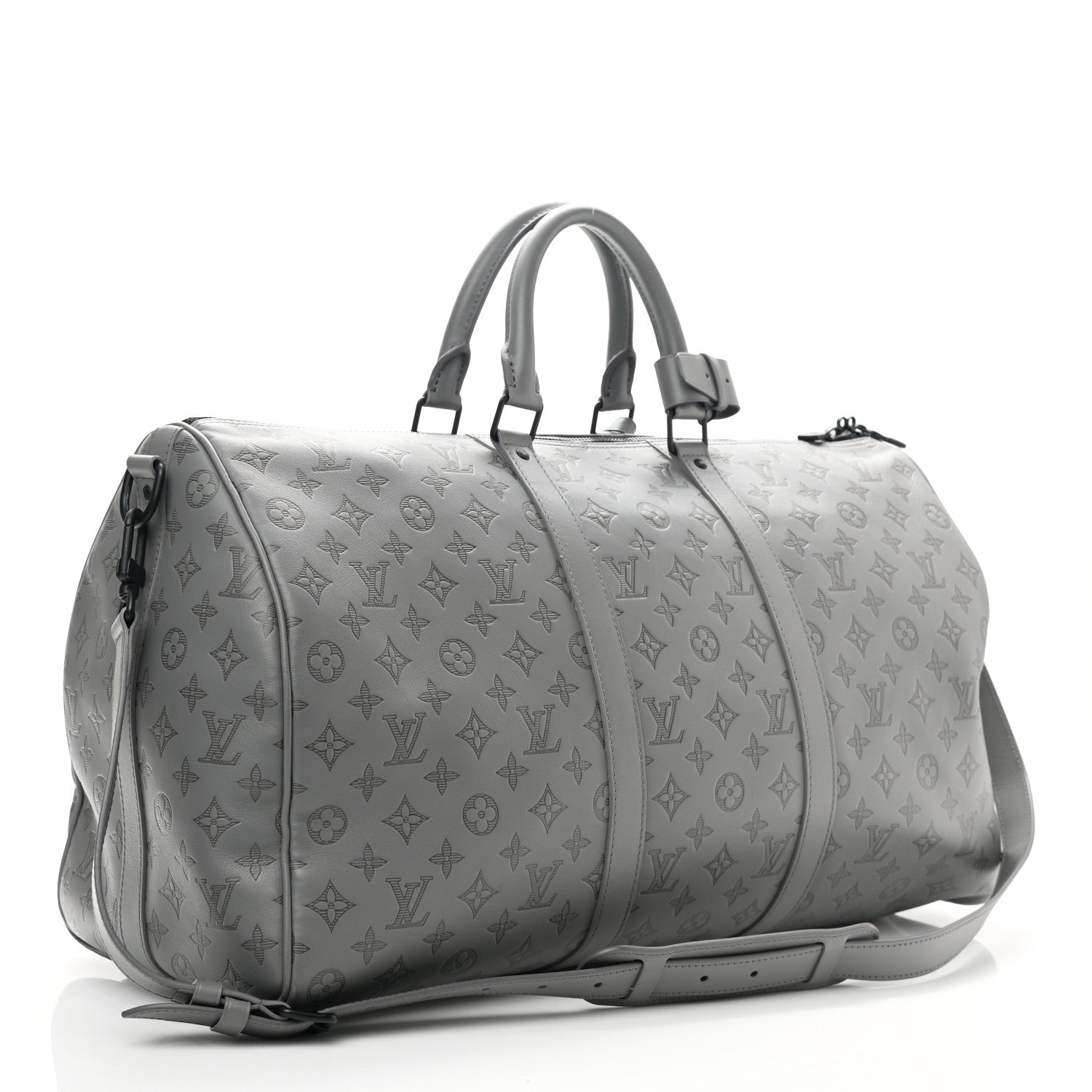 Louis Vuitton Calfskin Monogram Shadow Keepall Bandouliere 50 Anthracite gray 2 of 8