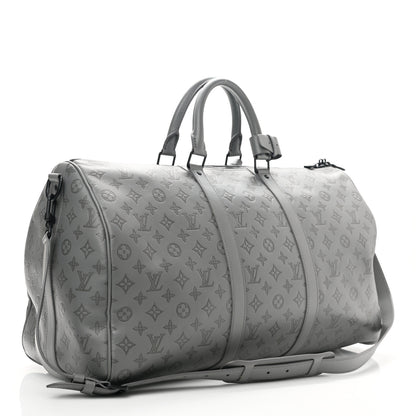 Louis Vuitton Calfskin Monogram Shadow Keepall Bandouliere 50 Anthracite gray 2 of 8