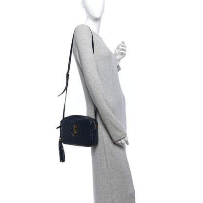 Saint Laurent Calfskin Matelasse Monogram Lou Camera Bag Navy 2 of 12