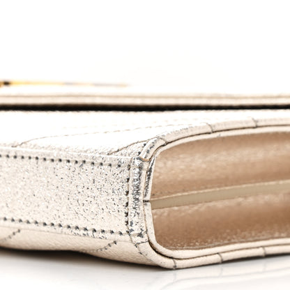 Saint Laurent Metallic Grain De Poudre Matelasse Chevron Monogram Chain Wallet Gold 11 of 11