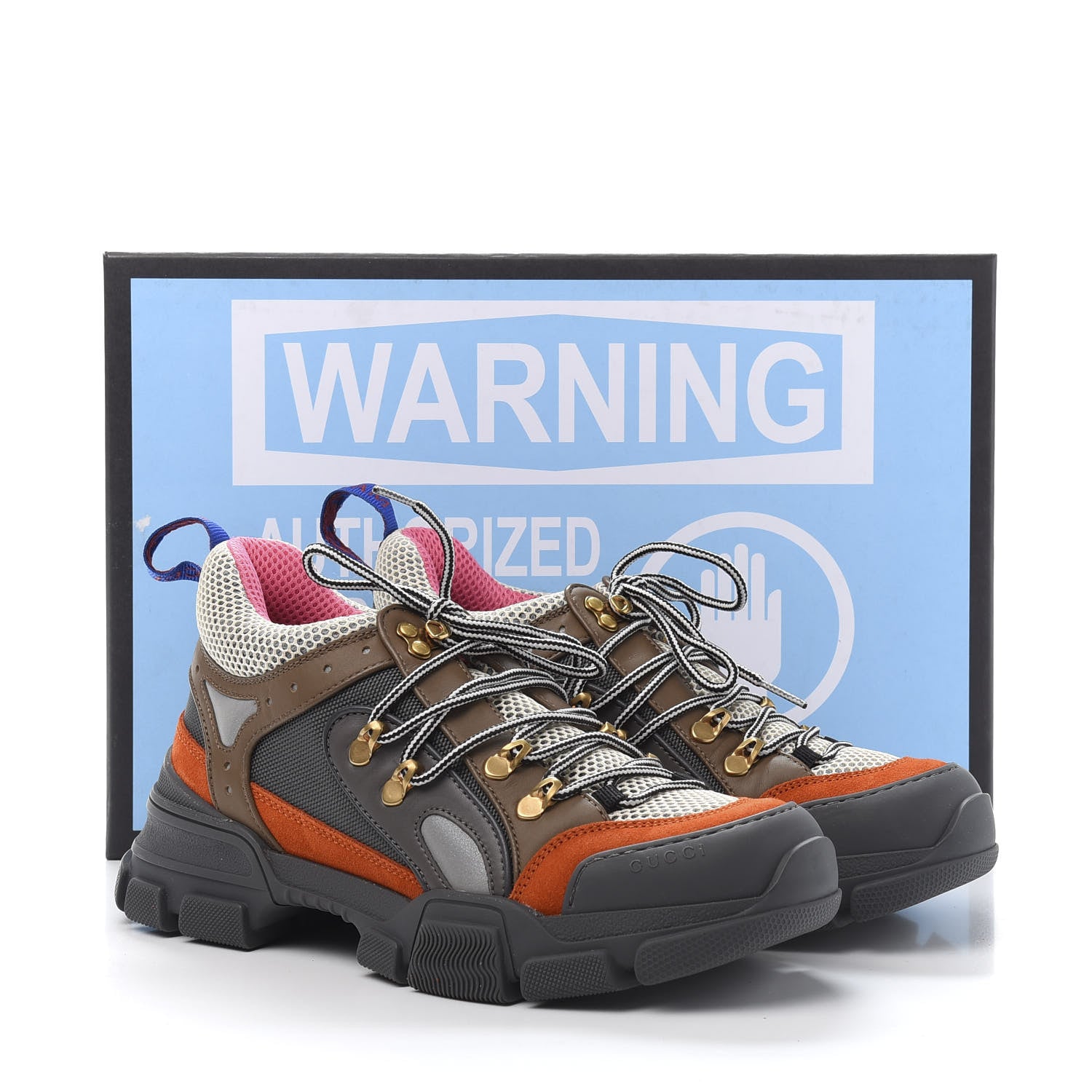 Gucci X SEGA Mesh Canvas Calfskin Womens Flashtrek Sneakers 39 White Box Pink Ardesia Loess 9 of 9