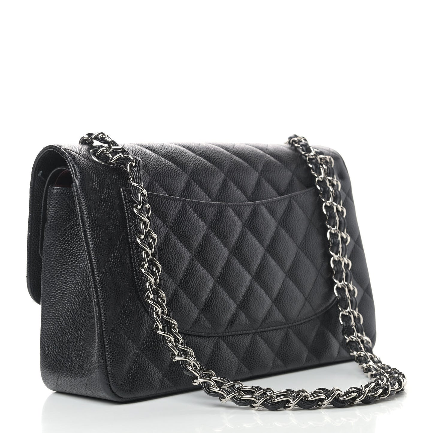 Caviar Quilted Jumbo Double Flap Black