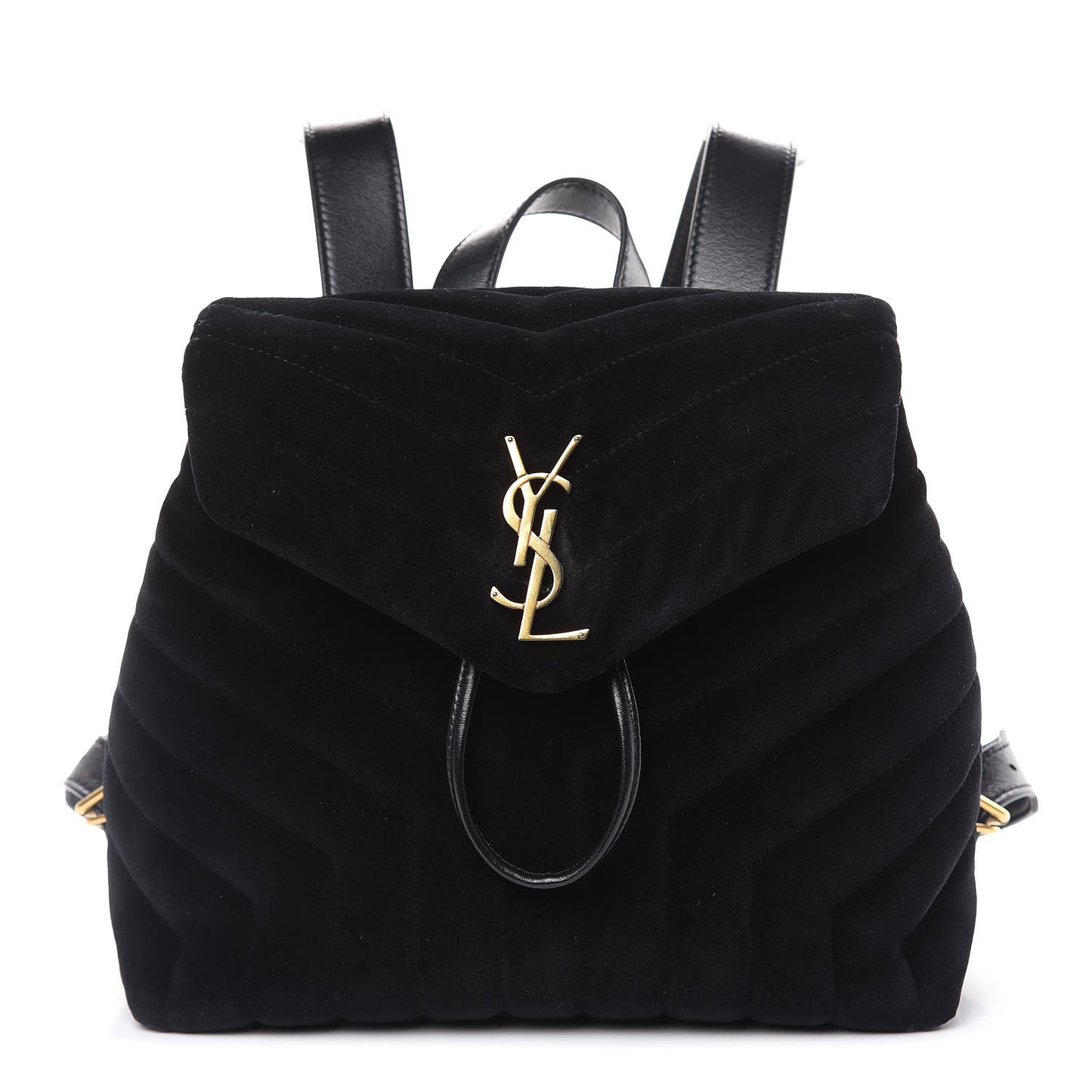 Velvet Y Quilted Monogram Small Loulou Backpack Black