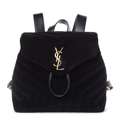 Saint Laurent Velvet Y Quilted Monogram Small Loulou Backpack Black 1 of 17