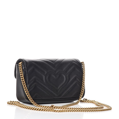 Gucci Calfskin Matelasse Super Mini GG Marmont Shoulder Bag Black 3 of 13