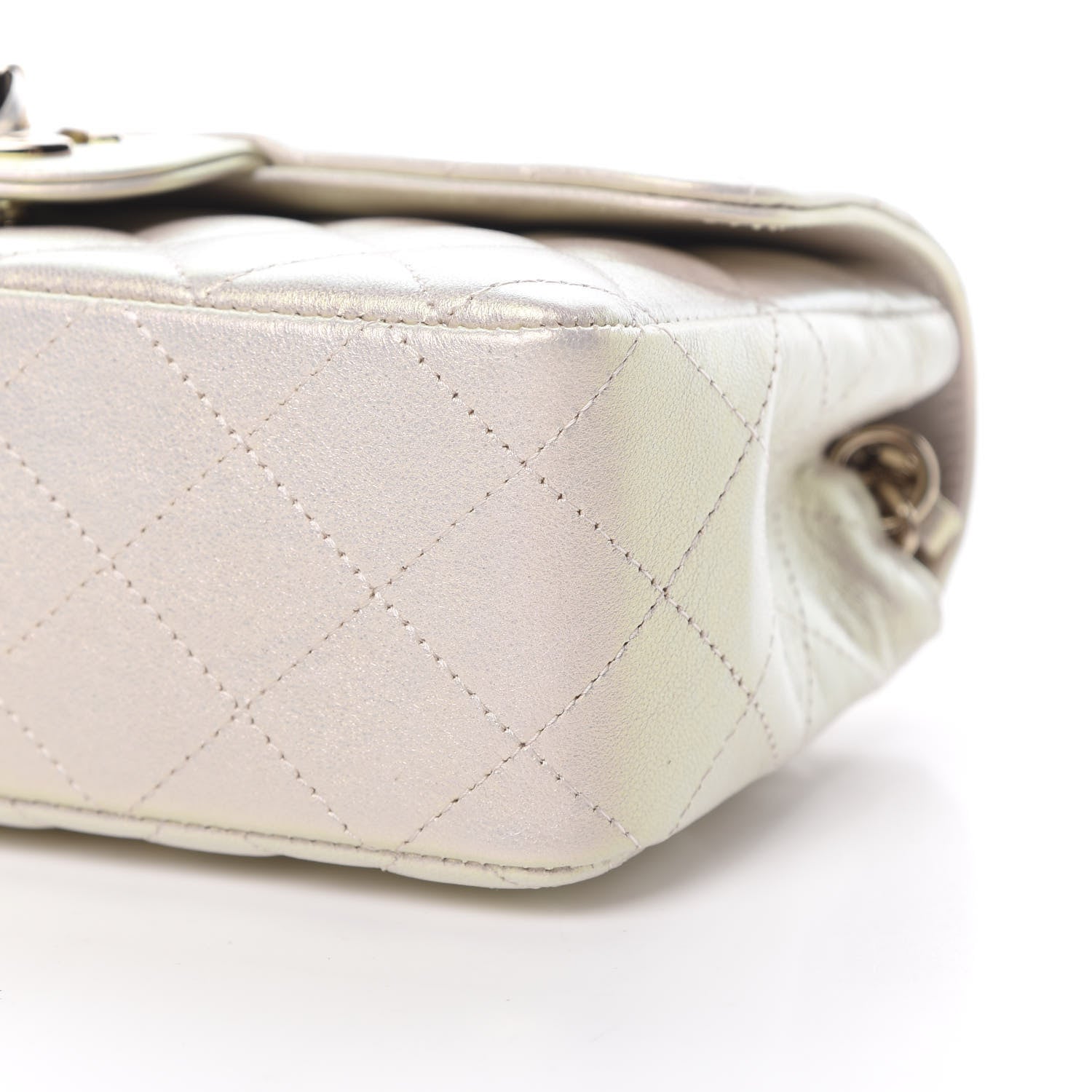 Chanel Iridescent Lambskin Quilted Mini Rectangular Flap Ivory 10 of 11