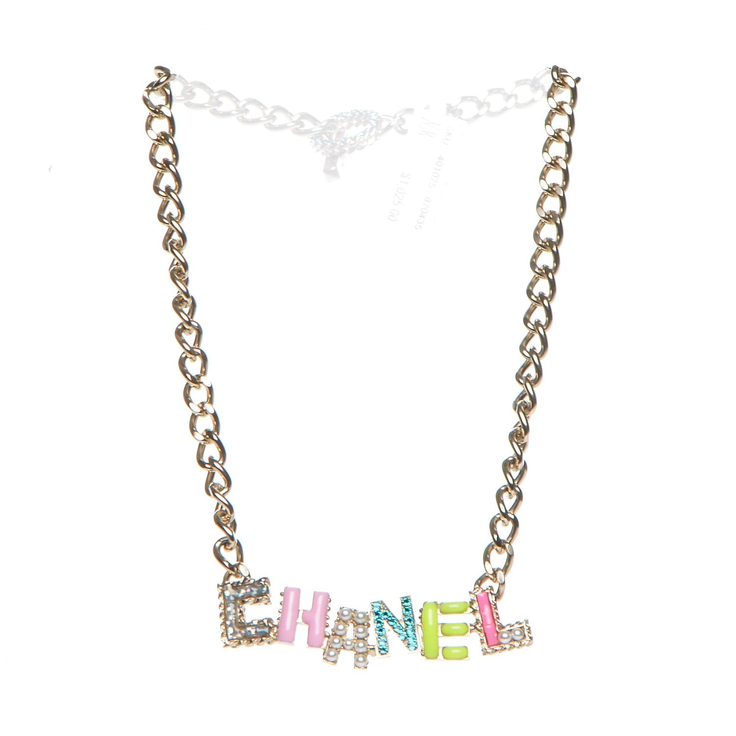 Chanel Enamel Crystal Pearl Necklace Light Gold 4 of 7