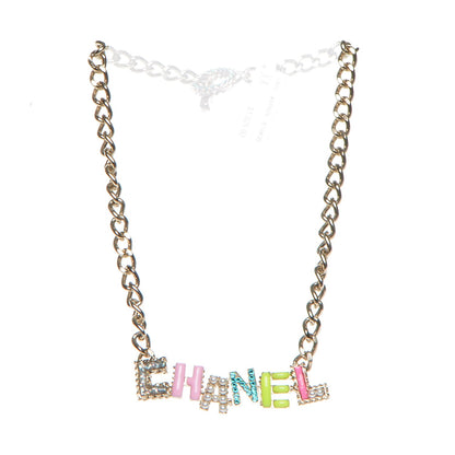 Chanel Enamel Crystal Pearl Necklace Light Gold 4 of 7