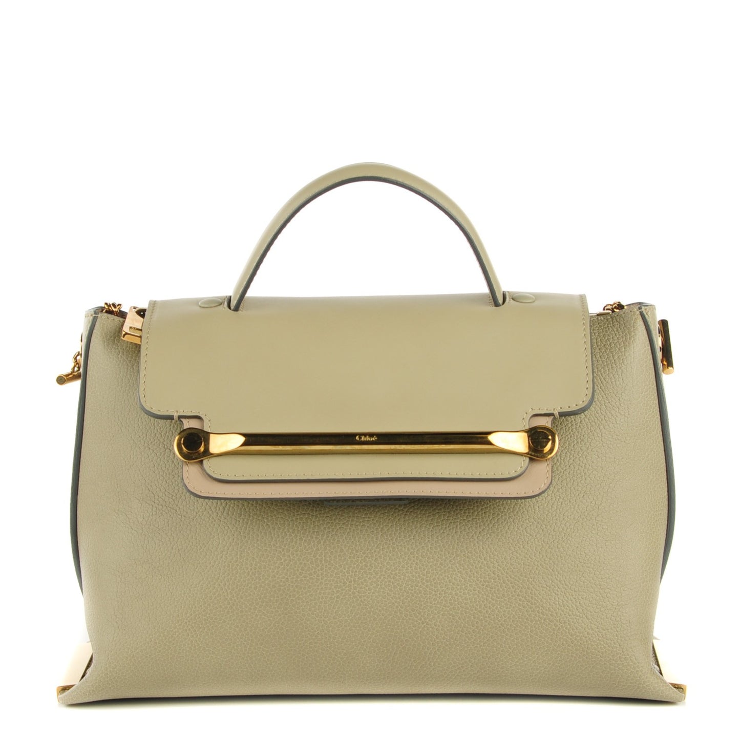 Calfskin Medium Clare Top Handle Bag Baobab Green