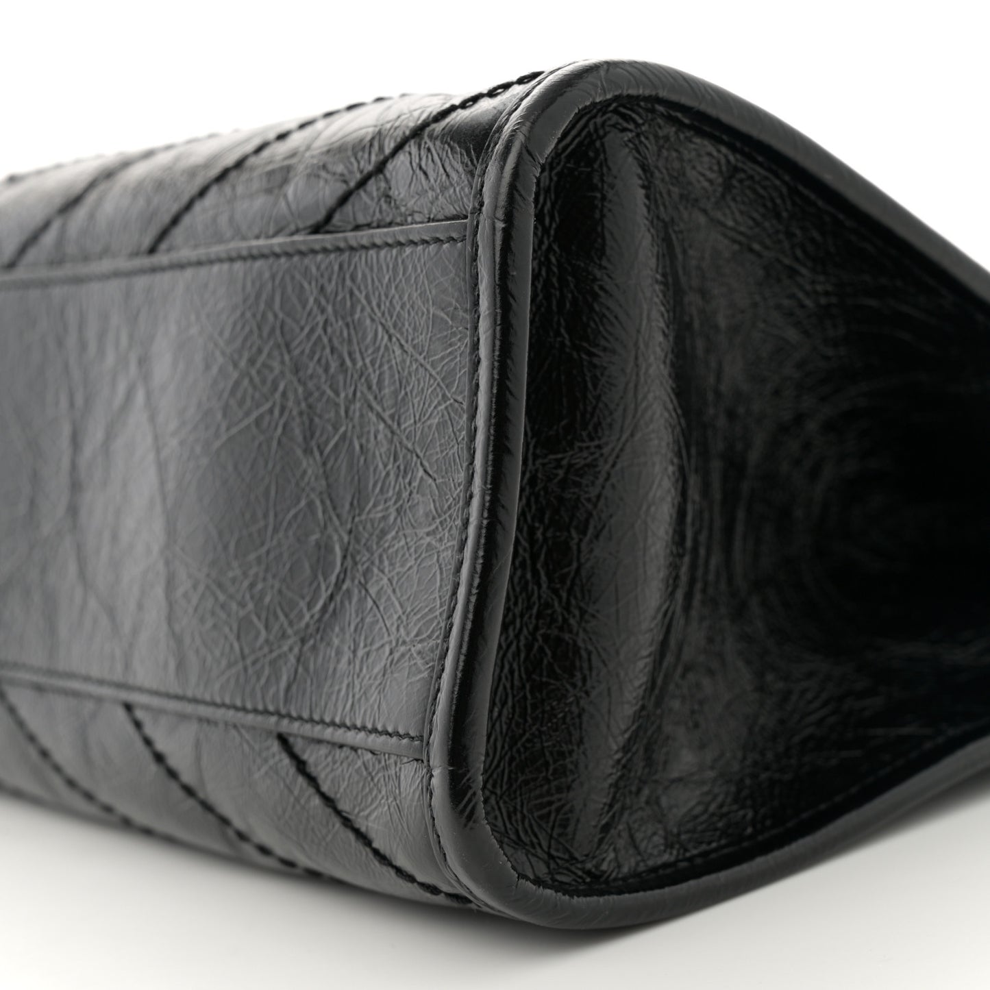 Crinkled Calfskin Matelasse Monogram Medium Niki Shopper Tote Black