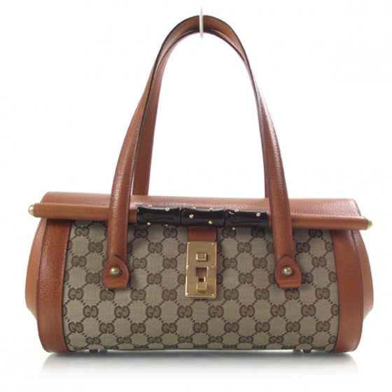 Gucci Monogram Bamboo Bullet Satchel 1 of 11