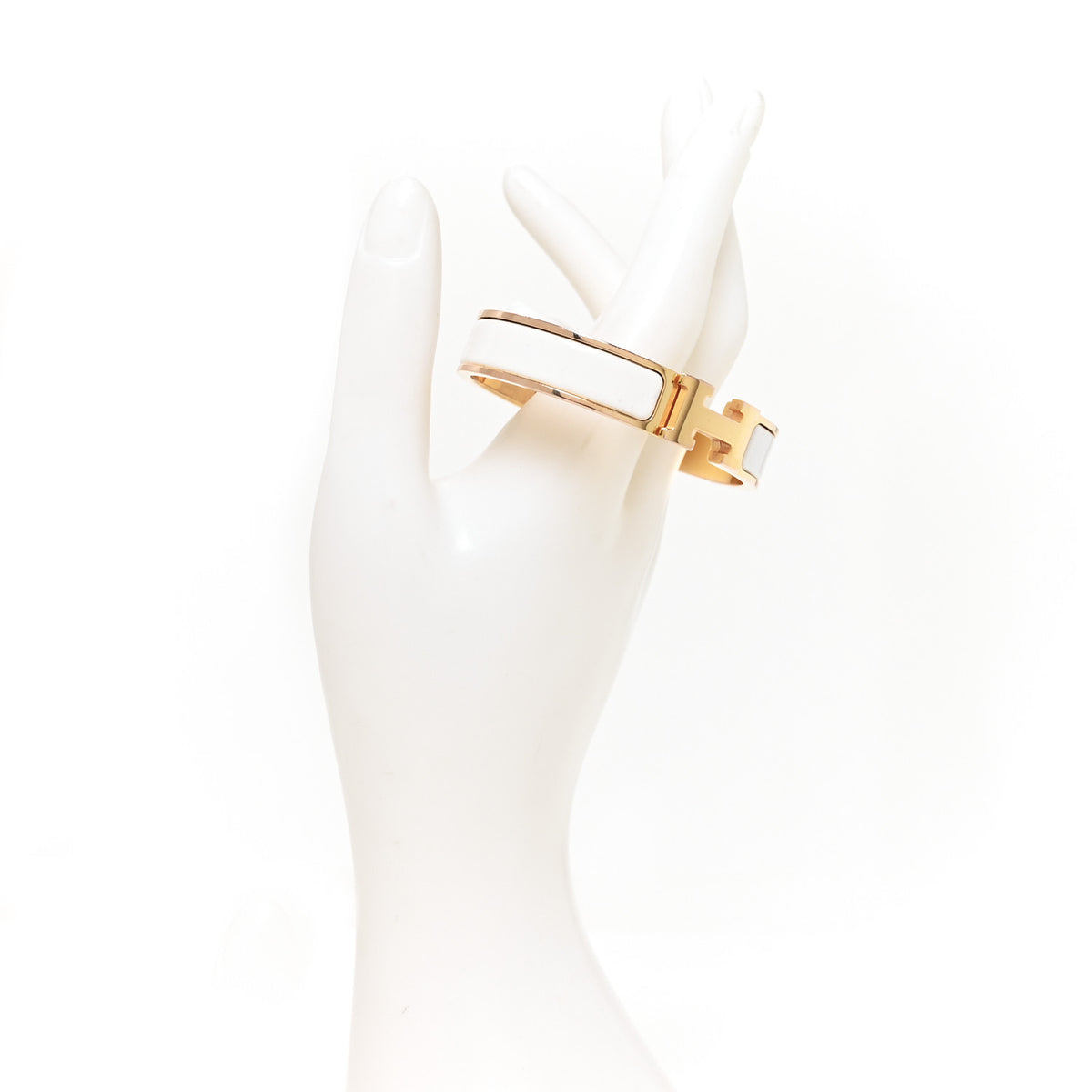 Hermes Enamel Narrow Clic Clac H Bracelet PM White 2 of 5