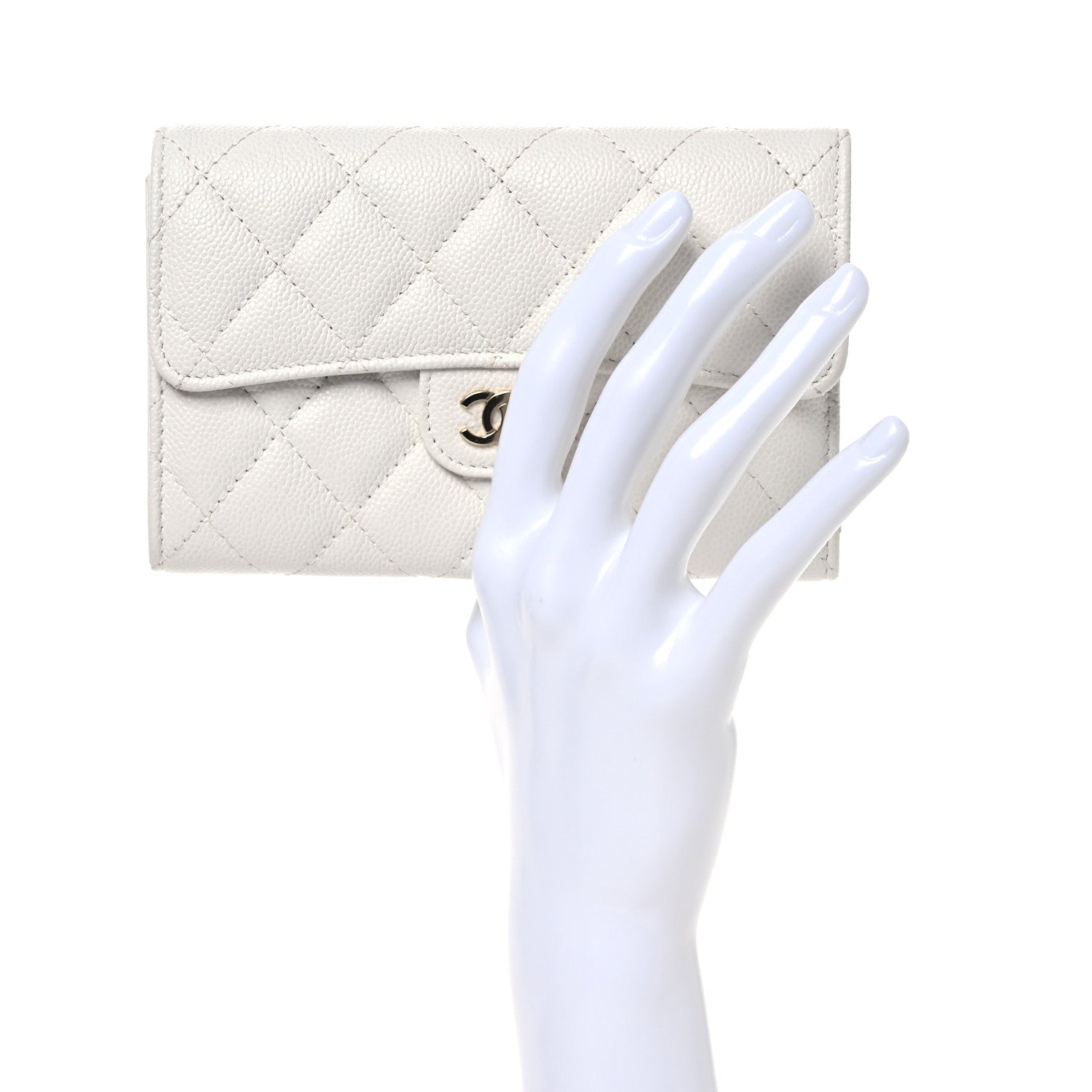 Chanel Caviar Quilted Medium Flap Wallet White 2 of 12