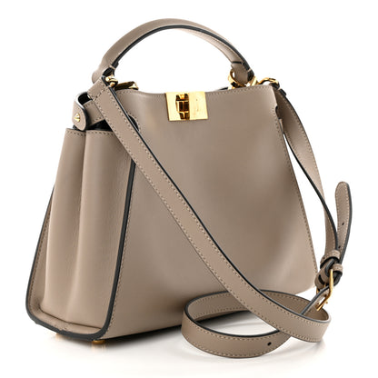 Fendi Vitello Tahiti Burro Medium Peekaboo Iconic Essentially Satchel Tortora Black 3 of 11