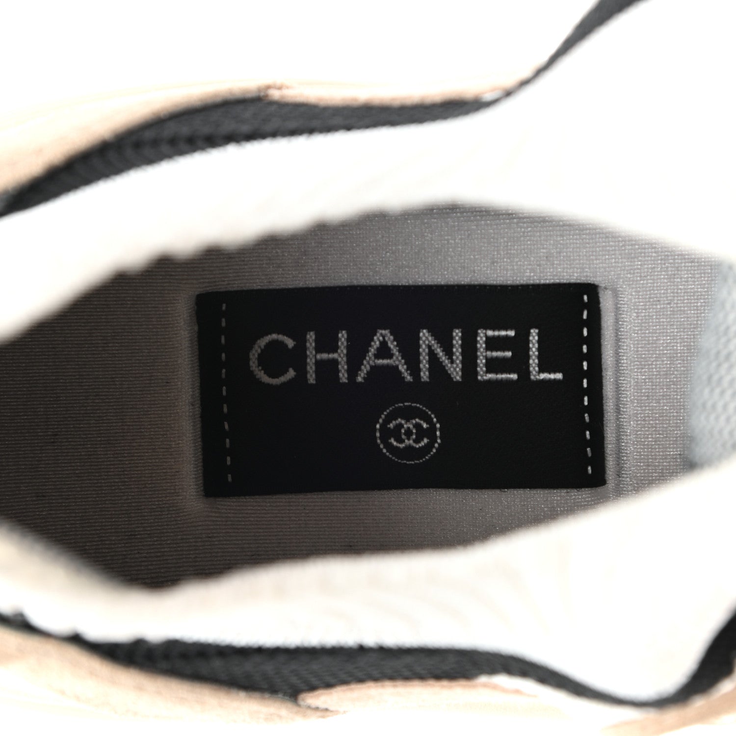 Chanel Mesh Suede Fabric Womens CC Sneakers 41 White Ivory Light Beige 7 of 9