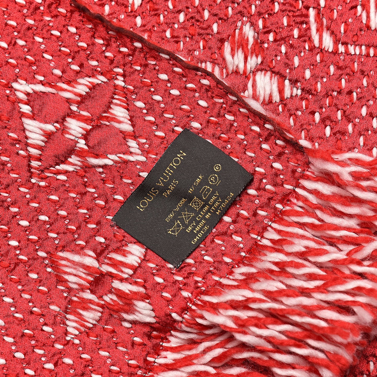 Wool Silk Logomania Mix Scarf Coquelicot