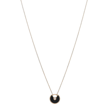 Cartier 18K Pink Gold Diamond Black Onyx XS Amulette de Cartier Pendant Necklace 1 of 5