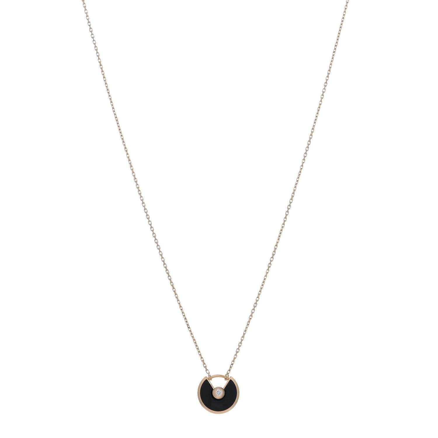 Cartier 18K Pink Gold Diamond Black Onyx XS Amulette de Cartier Pendant Necklace 1 of 5
