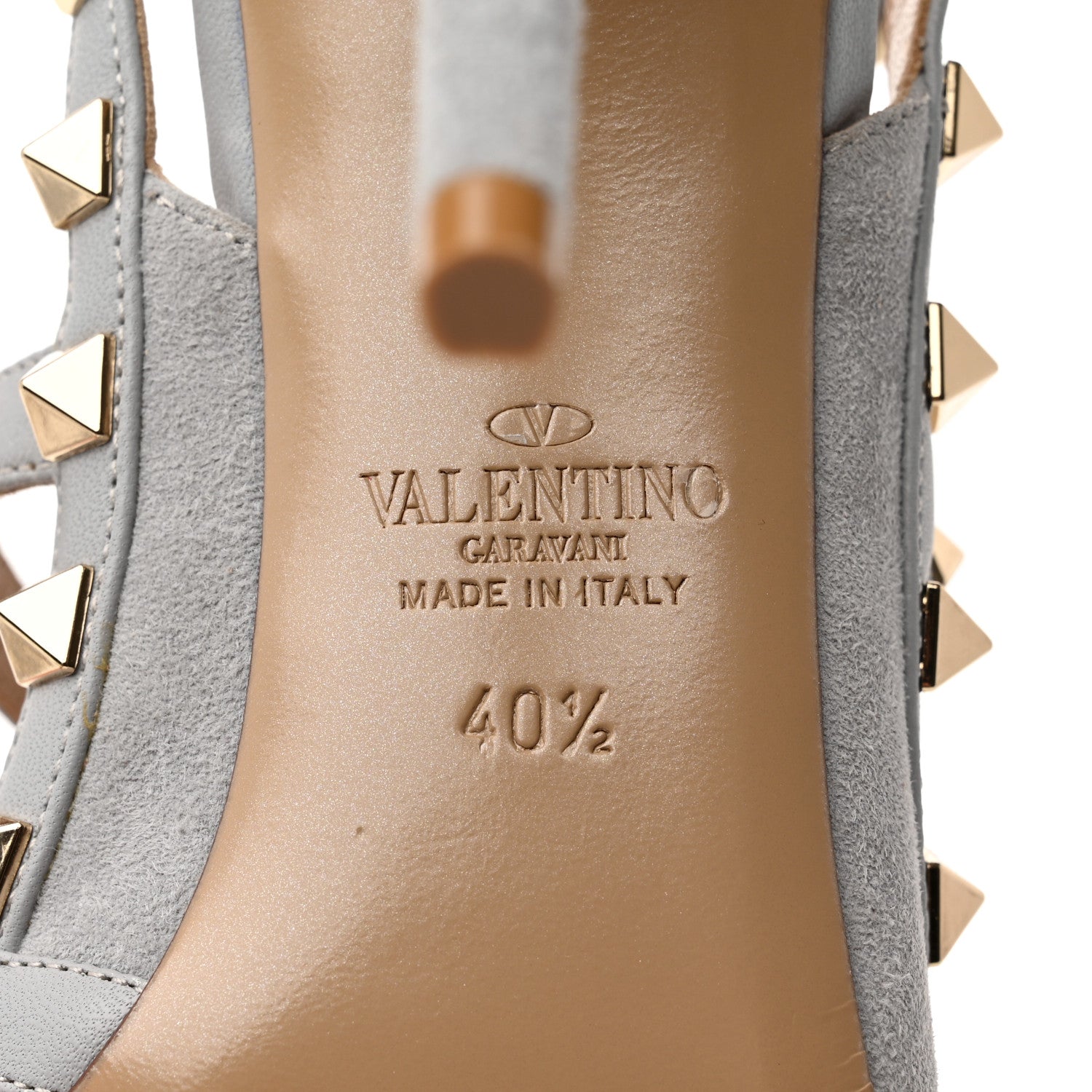 Valentino Garavani Suede Rockstud Ankle Strap 100mm Pumps 40.5 Pastel Grey 6 of 11