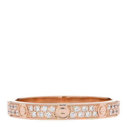 Cartier 18K Pink Gold Diamond 2.6mm LOVE Paved Band Ring 50 5.25 3 of 5