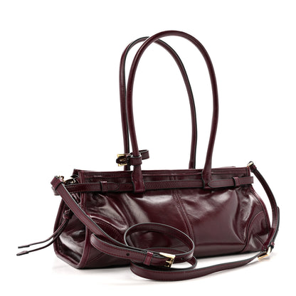 Prada Shiny Nappa Medium Bonnie Shoulder Bag Bordeaux 3 of 10