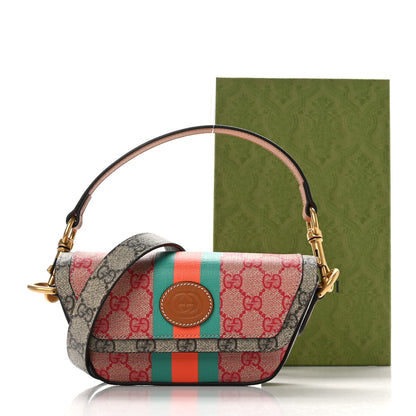 Gucci X DANS LE VERT GG Supreme Monogram Cuoio Web Mini Retro Interlocking G Top Handle Beige Rosso Ebony Harness Brown 12 of 12