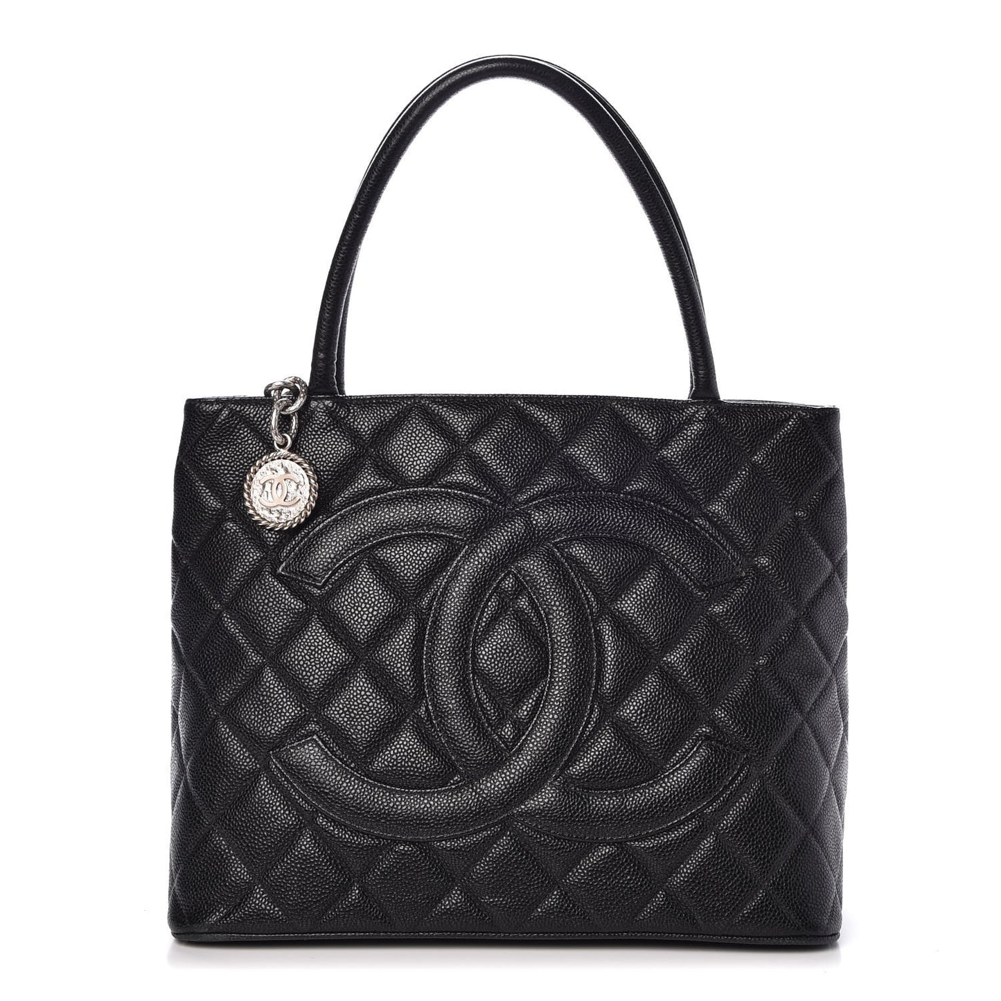 Caviar Quilted Medallion Tote Black