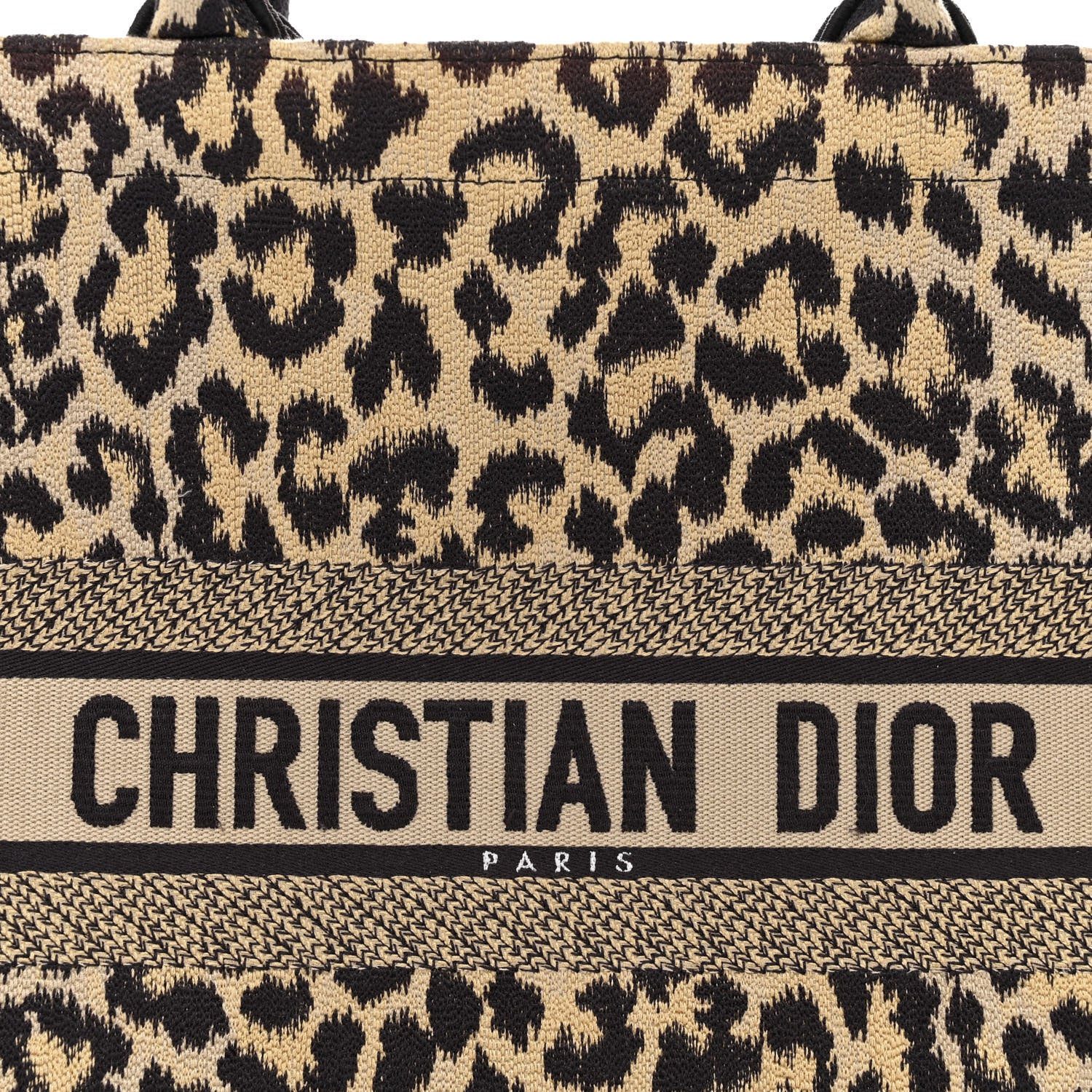 Christian Dior Canvas Mizza Embroidered Large Leopard Book Tote Beige 8 of 10