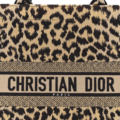 Christian Dior Canvas Mizza Embroidered Large Leopard Book Tote Beige 8 of 10