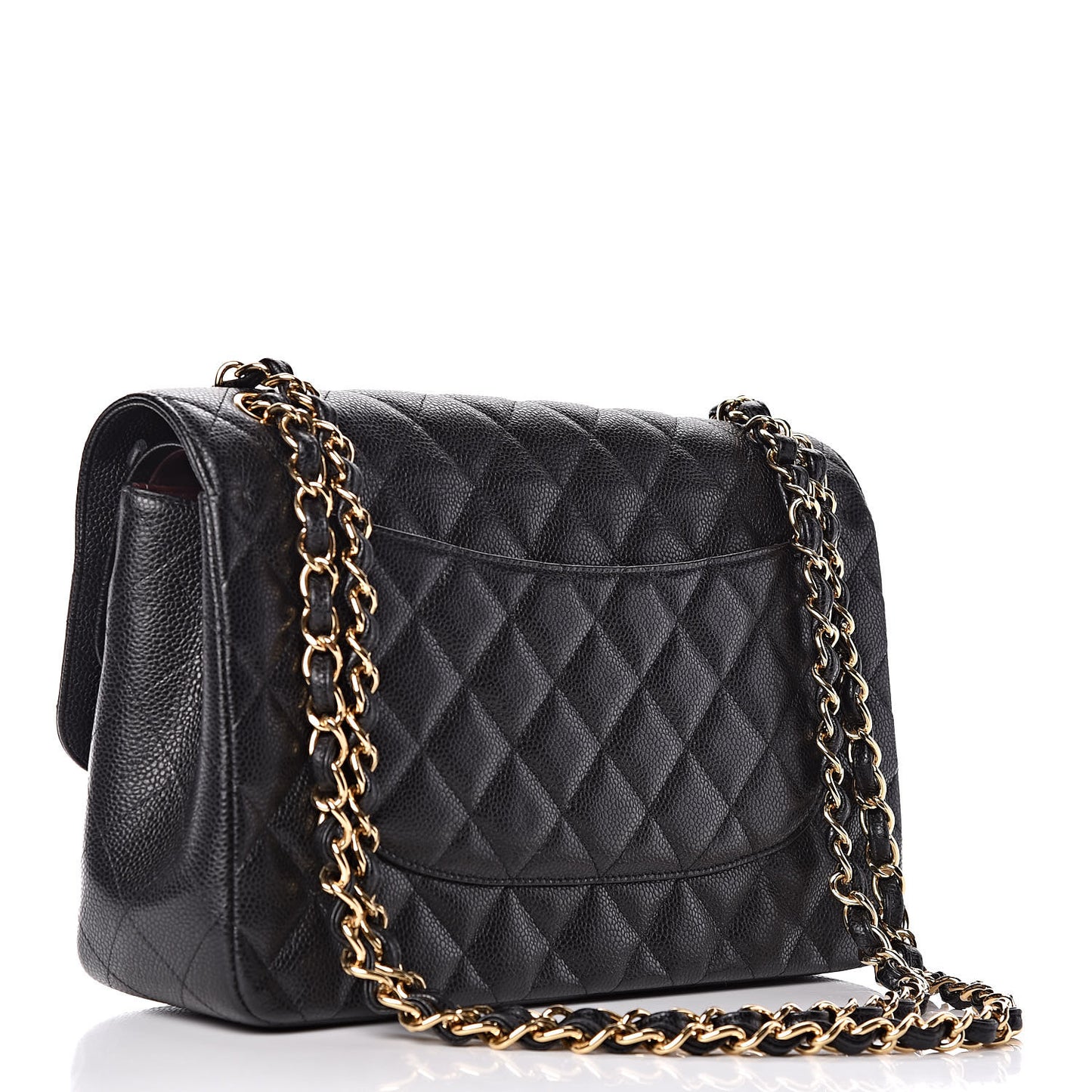 Caviar Quilted Jumbo Double Flap Black