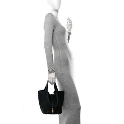 Hermes Taurillon Clemence Picotin Lock 22 MM Black 2 of 10