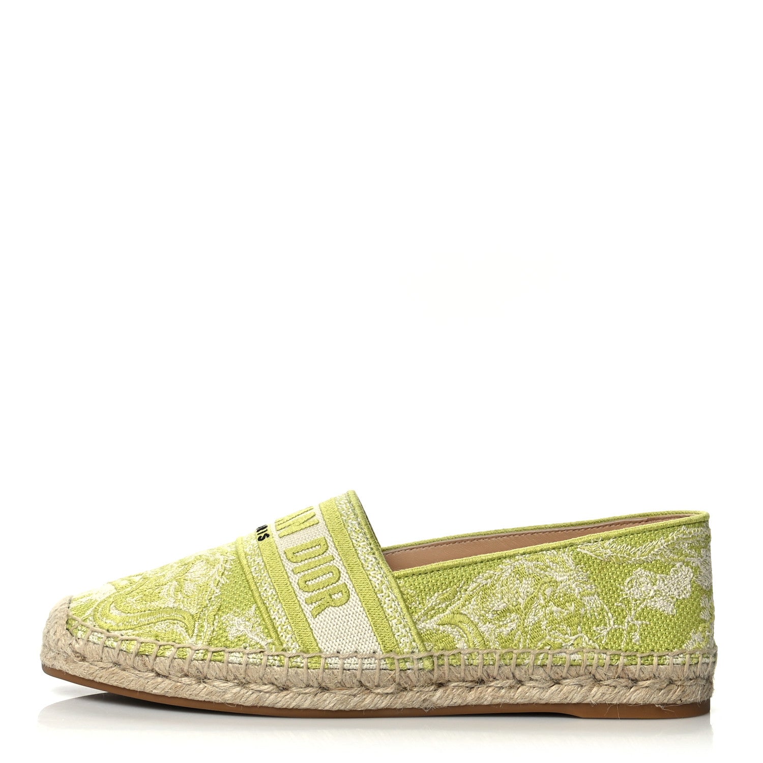 Christian Dior Embroidered Toile De Jouy Granville Espadrille 40.5 Off White Green 1 of 7