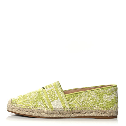 Christian Dior Embroidered Toile De Jouy Granville Espadrille 40.5 Off White Green 1 of 7
