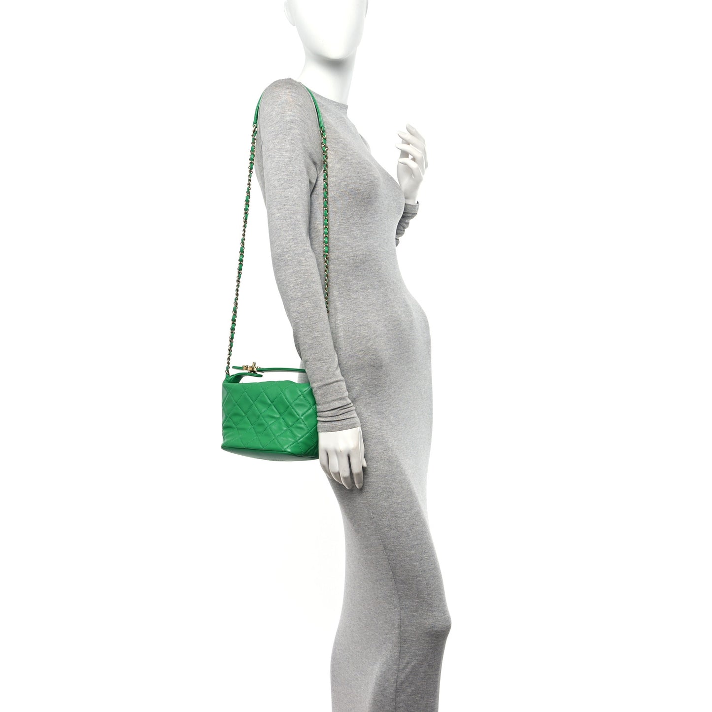 Lambskin Quilted Small Perfect Meeting Hobo Green